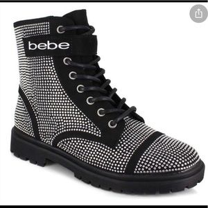 NEW BeBe Dayani Rhinestone Womens Combat Boots